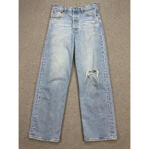 Levi's Premium Jeans Women's 4 Blue Med Wash Ribcage Straight Ankle High Rise